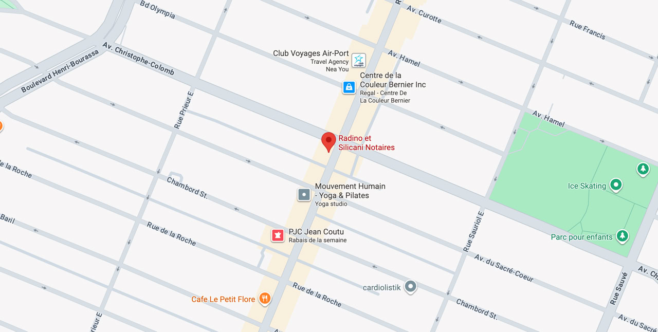 Lien vers Google Map pour les bureaux de Montréal de Silicani et associés Notaires